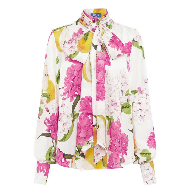 LEO LIN Freya Tie Neck Silk Blouse image number 2